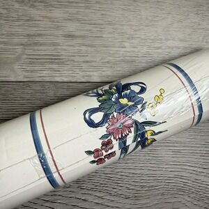 Borden Vinyl Coated Wallpaper Roll White Floral Country Stripe Prepasted WC4252